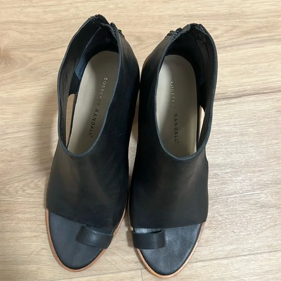 Loeffler Randall open-toe leather black ankle boot - Picture 1 of 4